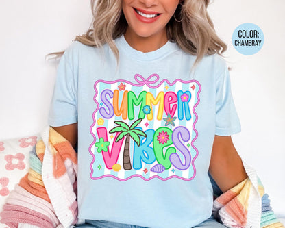 Comfort Colors® Preppy Summer Vibes Shirt, Girls Summer Shirts