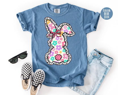 Comfort Colors® Floral Dalmatian Bunny Shirt, Adult and Youth Easter Bunny Shirts