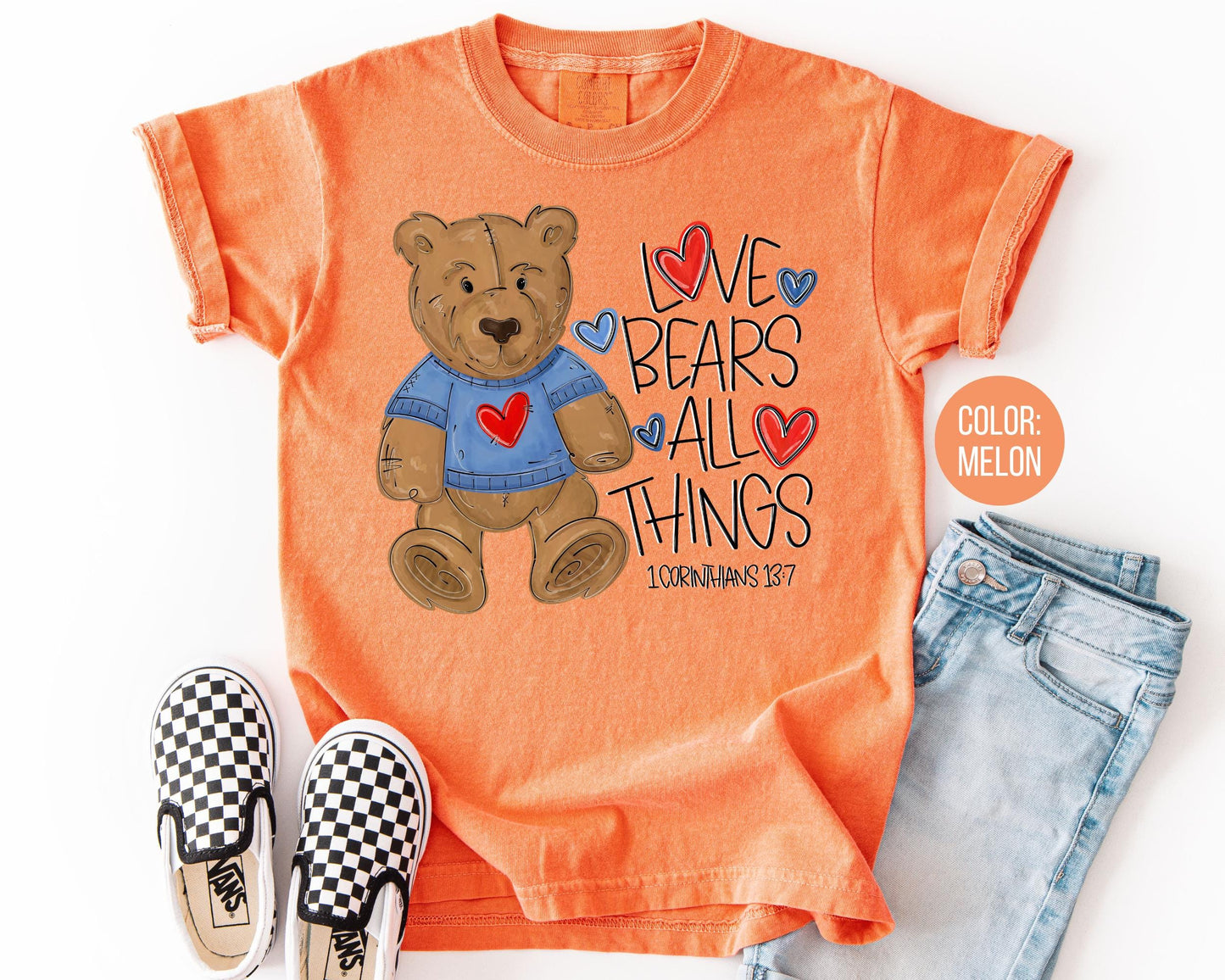 Comfort Colors® Boys Love Bears All Things Shirt, Kids Bible Verse Valentines Day Shirt