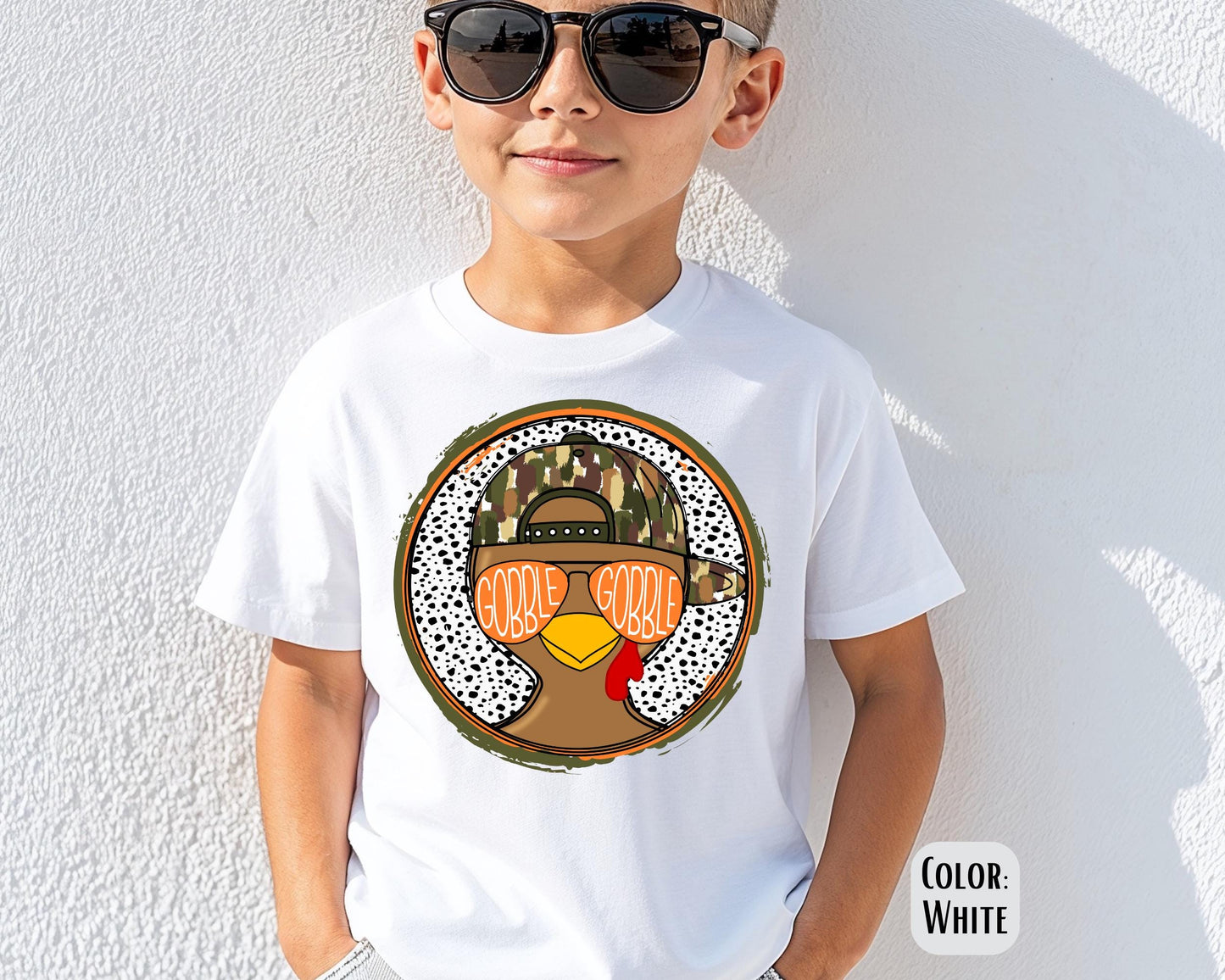 Comfort Colors Boys Thanksgiving Turkey Shirt: Gobble Matching Mom & Son