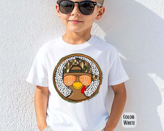 Comfort Colors Boys Thanksgiving Turkey Shirt: Gobble Matching Mom & Son