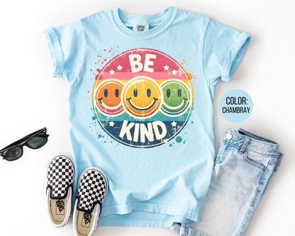 Comfort Colors Girls Be Kind Smiley Face Shirt