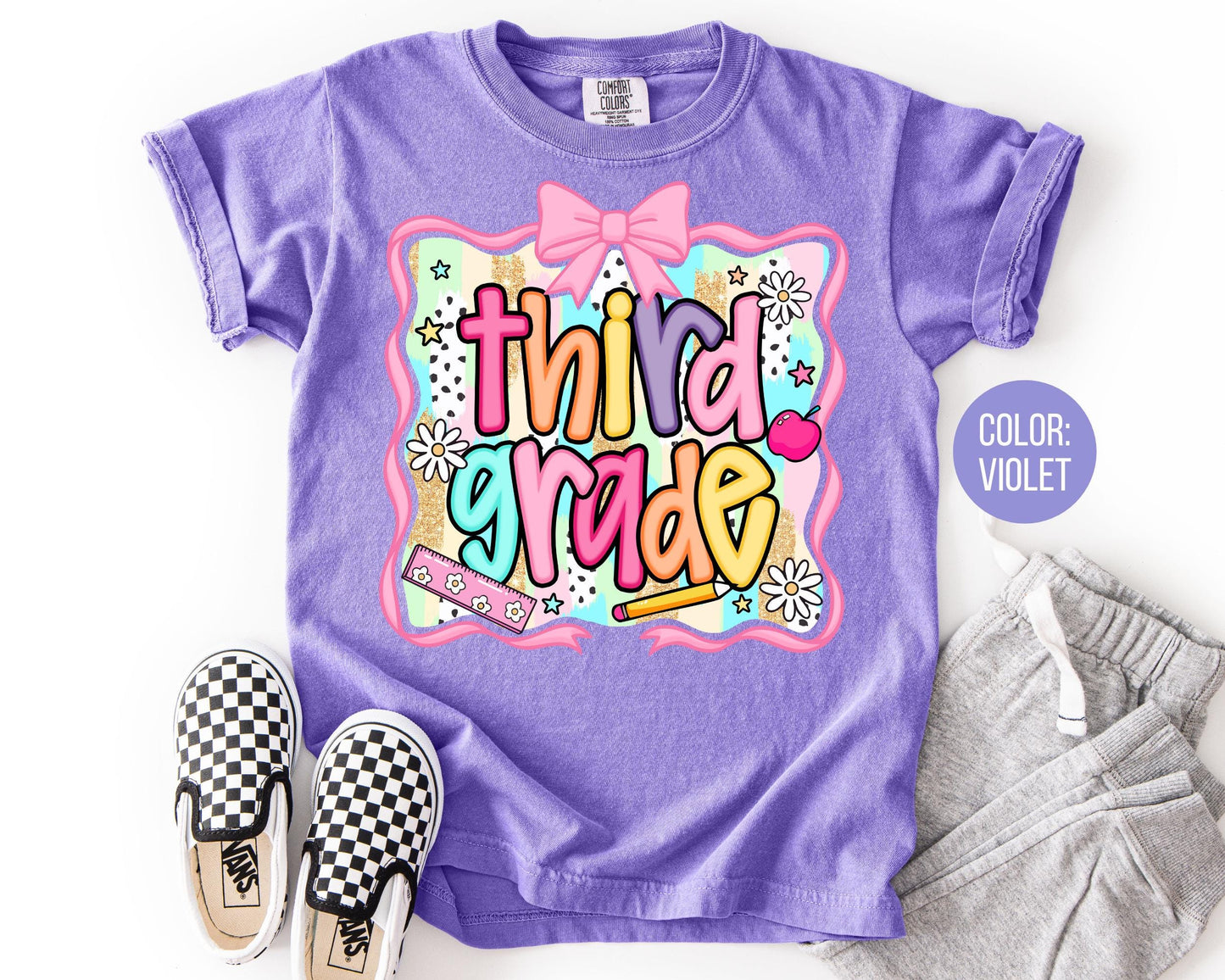 Comfort Colors 3rd Grade Shirt: Preppy Coquette Back to School Tee