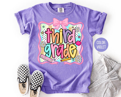 Comfort Colors 3rd Grade Shirt: Preppy Coquette Back to School Tee