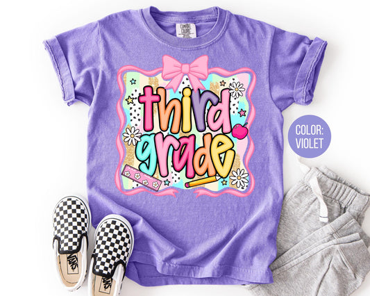 Comfort Colors 3rd Grade Shirt: Preppy Coquette Back to School Tee