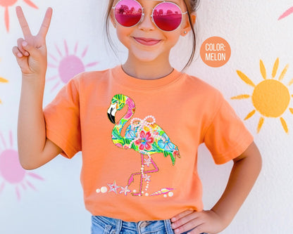 Comfort Colors Flamingo Shirt: Girly Summer Kids Tee