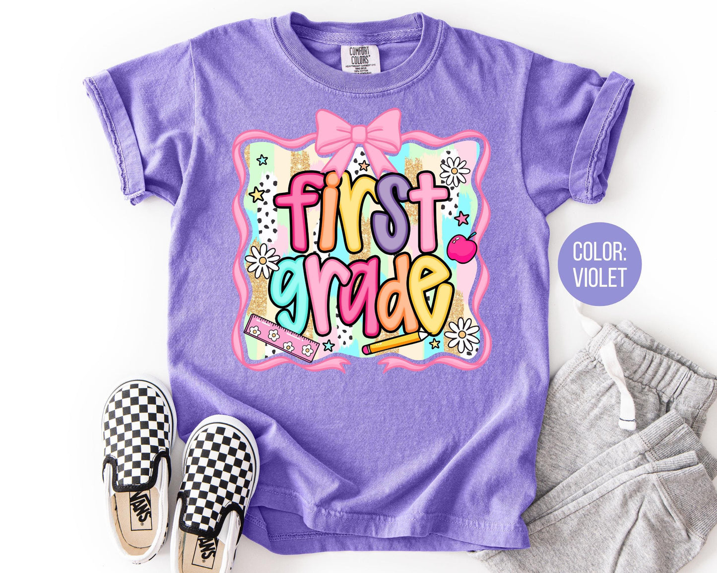 Comfort Colors First Grade Shirt: Preppy Back to School Tee