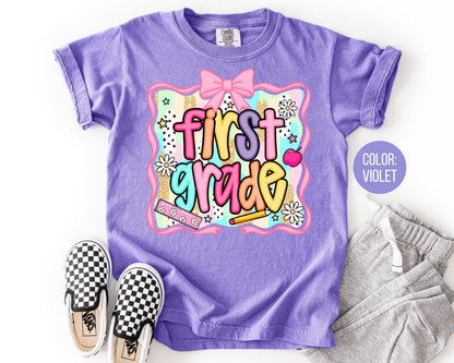 Comfort Colors First Grade Shirt: Preppy Back to School Tee
