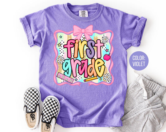 Comfort Colors First Grade Shirt: Preppy Back to School Tee