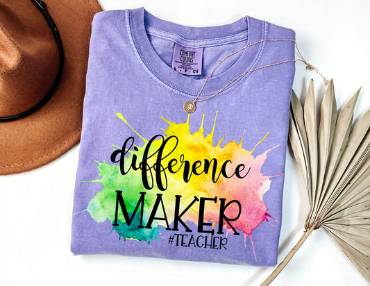 Comfort Colors Teacher Shirt: Inspirational Tee, Difference Maker
