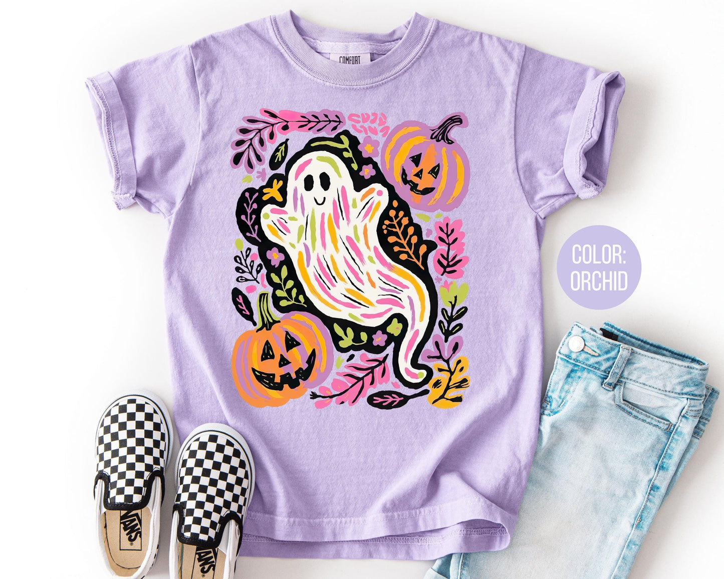 Comfort Colors Preppy Ghost Shirt: Pastel Halloween Tee