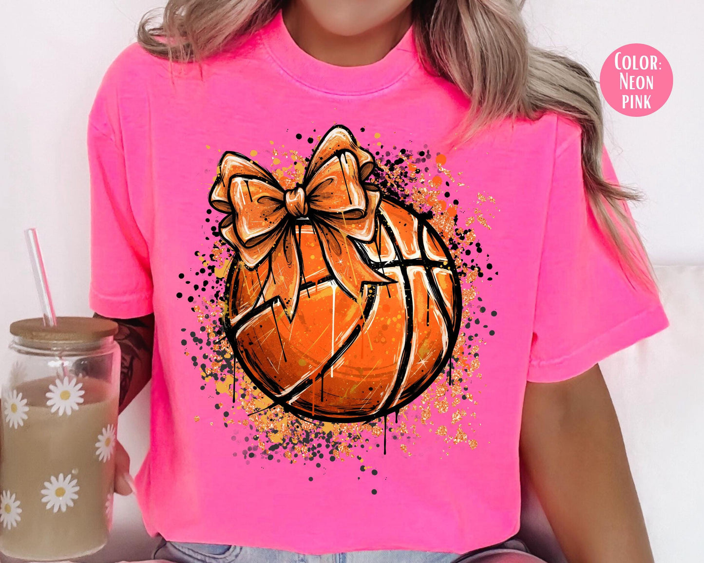 Comfort Colors Girls Basketball Bow Shirt: Kids Basketball Shirts