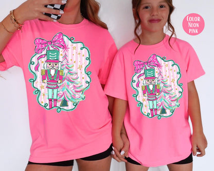 Comfort Colors Pink Nutcracker Shirt, Preppy Coquette Christmas Shirts, Nutcracker Gift