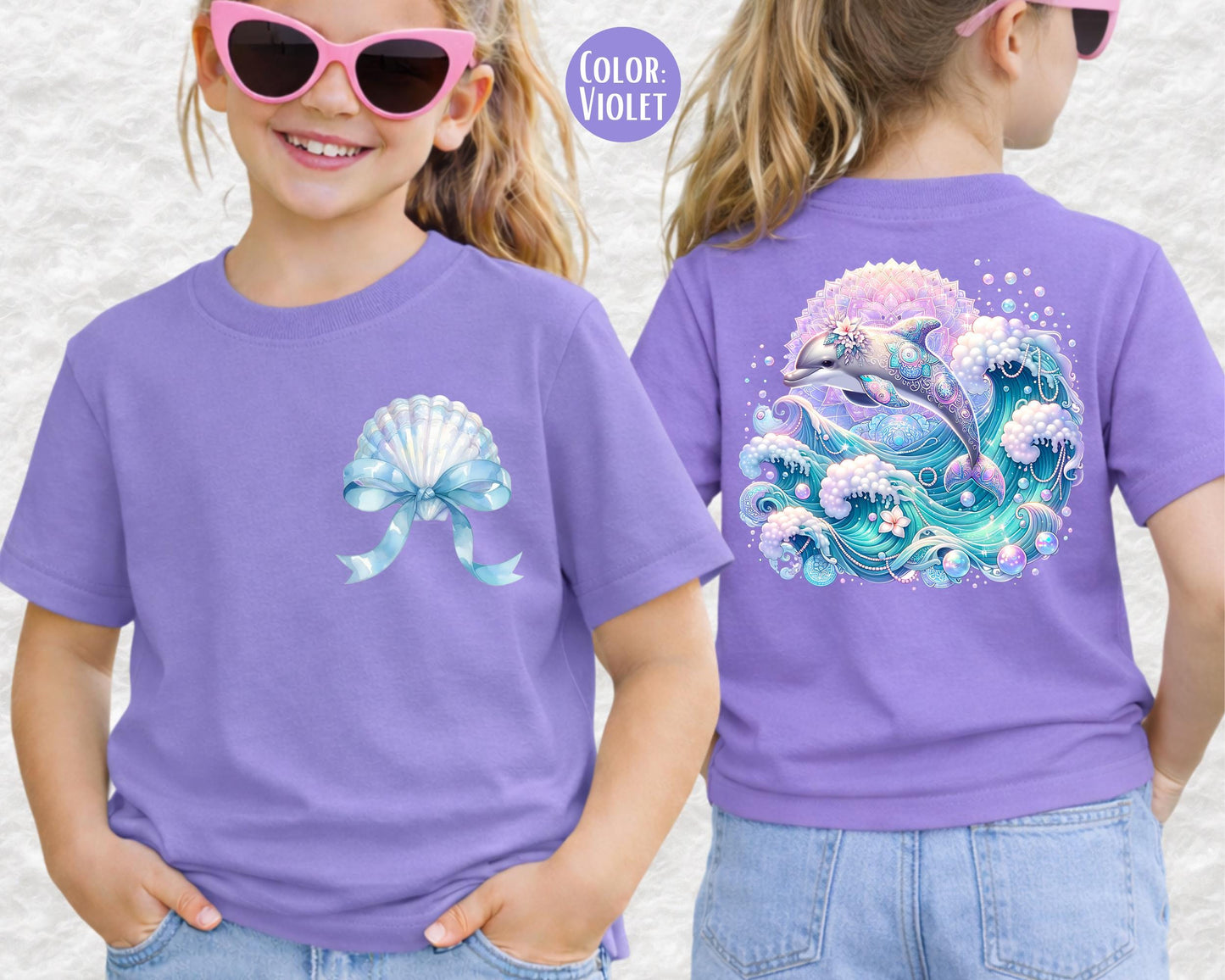 Comfort Colors Front and Back Dolphin Shirt, Girls Beach Shirts