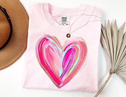 Comfort Colors Watercolor Heart Shirt, Valentine's Day Gift