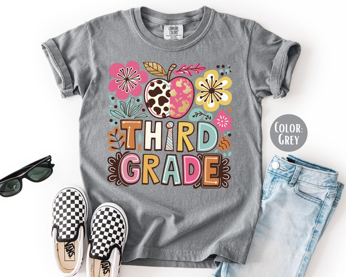 Comfort Colors Girly Boho Third Grade Shirt - Back to School Tee