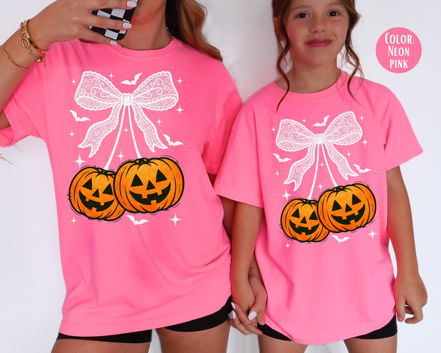Comfort Colors Coquette Halloween Shirt: Cherry Pumpkins & Lace
