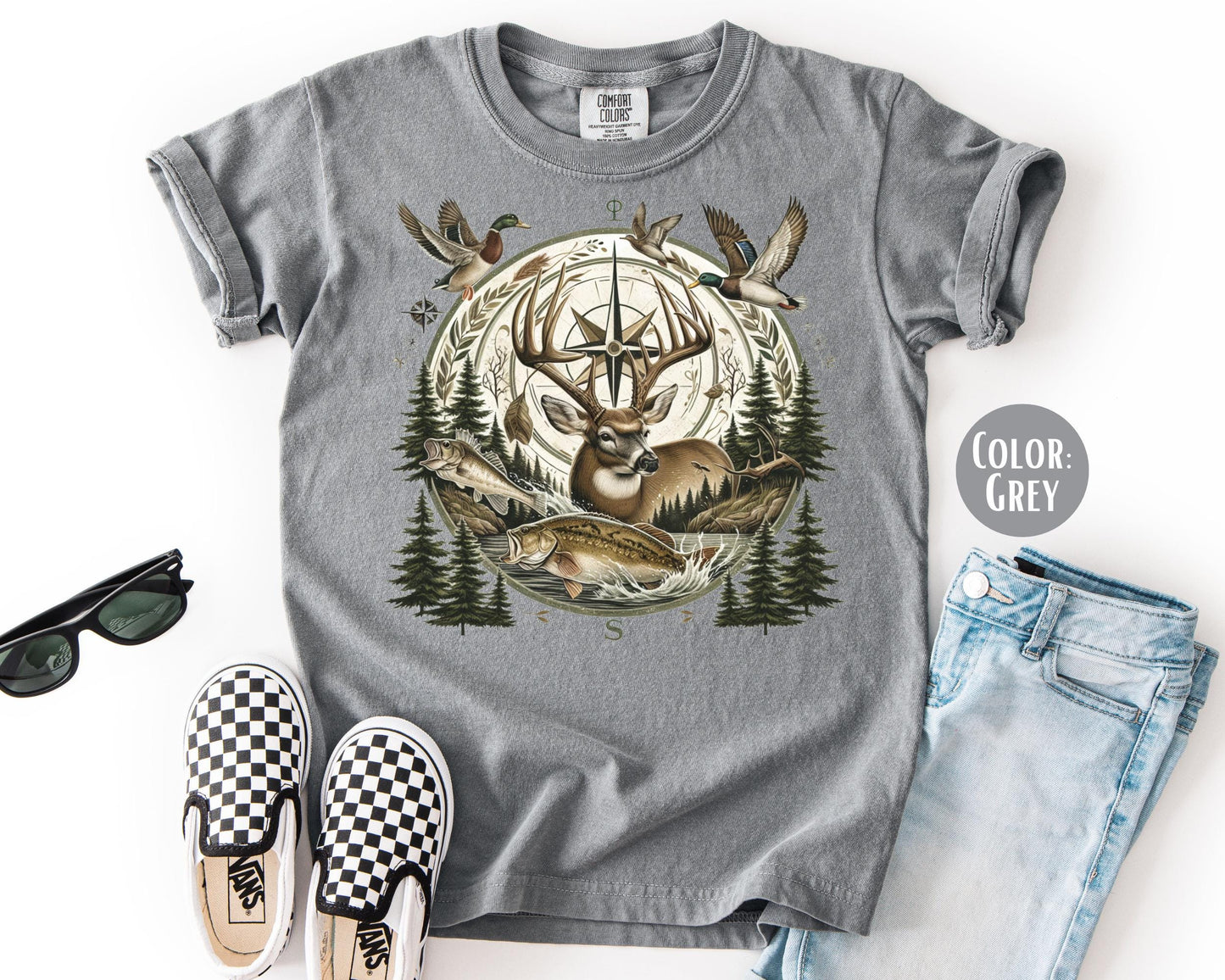 Comfort Colors® Boys Wildlife Compass Shirt, Kids Hunting Shirts