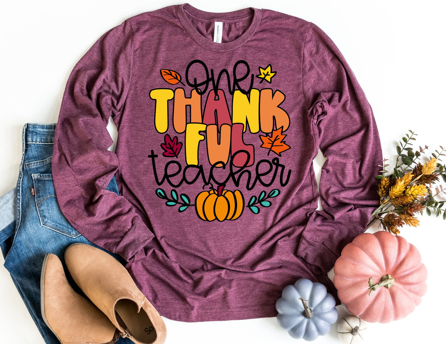 One Thankful Teacher Long Sleeve Shirt - Long Sleeve Teacher Shirt