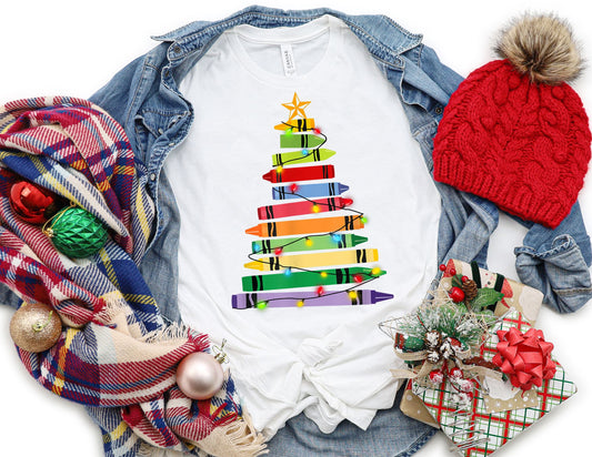 Coloring Christmas Tree Shirt - Christmas Teacher Shirt