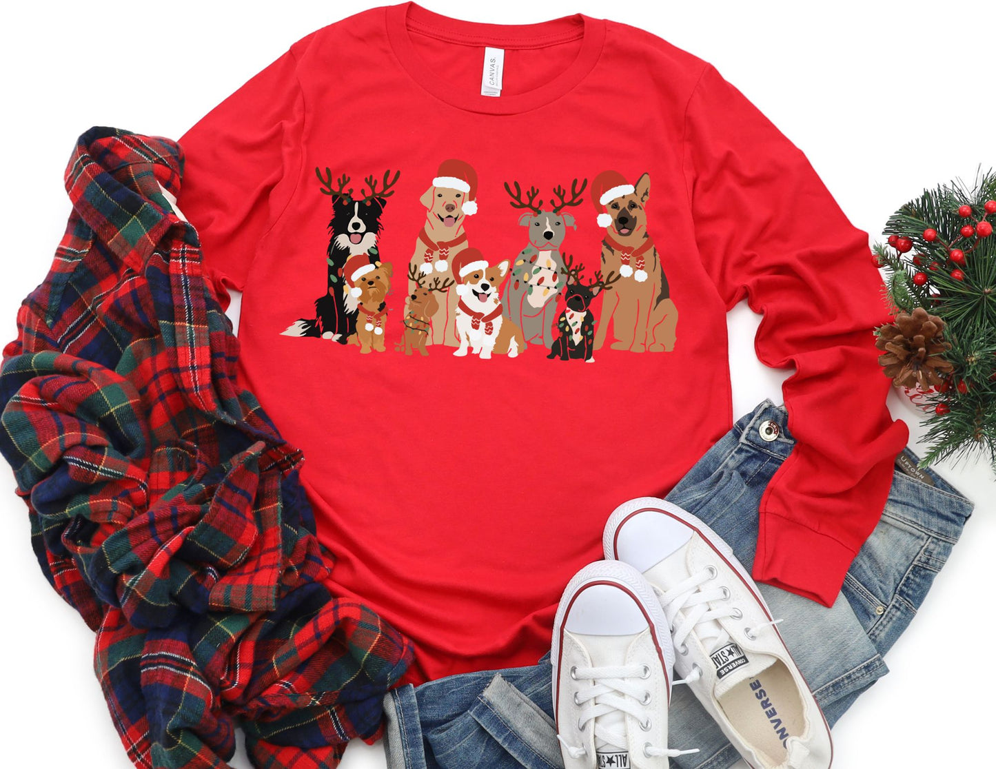 Dog Christmas Long Sleeve Shirt - Long Sleeve Christmas Shirt