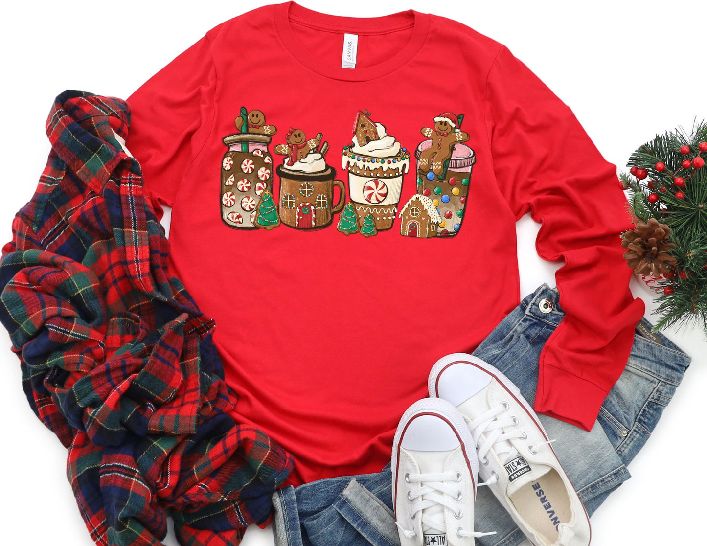 Gingerbread Coffee Long Sleeve Shirt - Long Sleeve Christmas Shirt