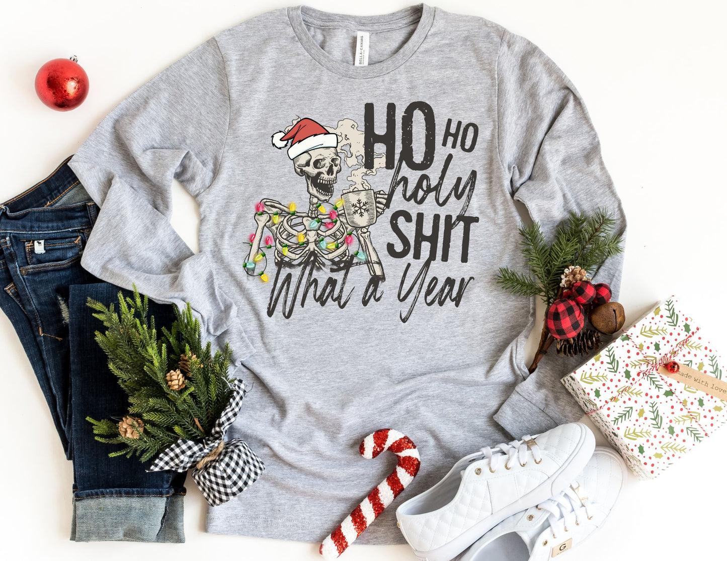 Ho Ho Holy Shit What a Year Long Sleeve Shirt - Long Sleeve Christmas Shirt