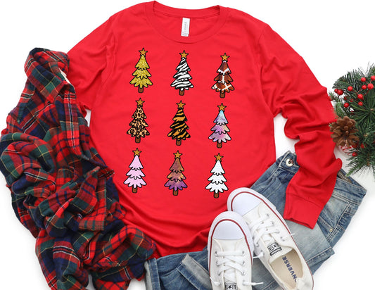 Christmas Trees Long Sleeve Shirt - Long Sleeve Christmas Shirt