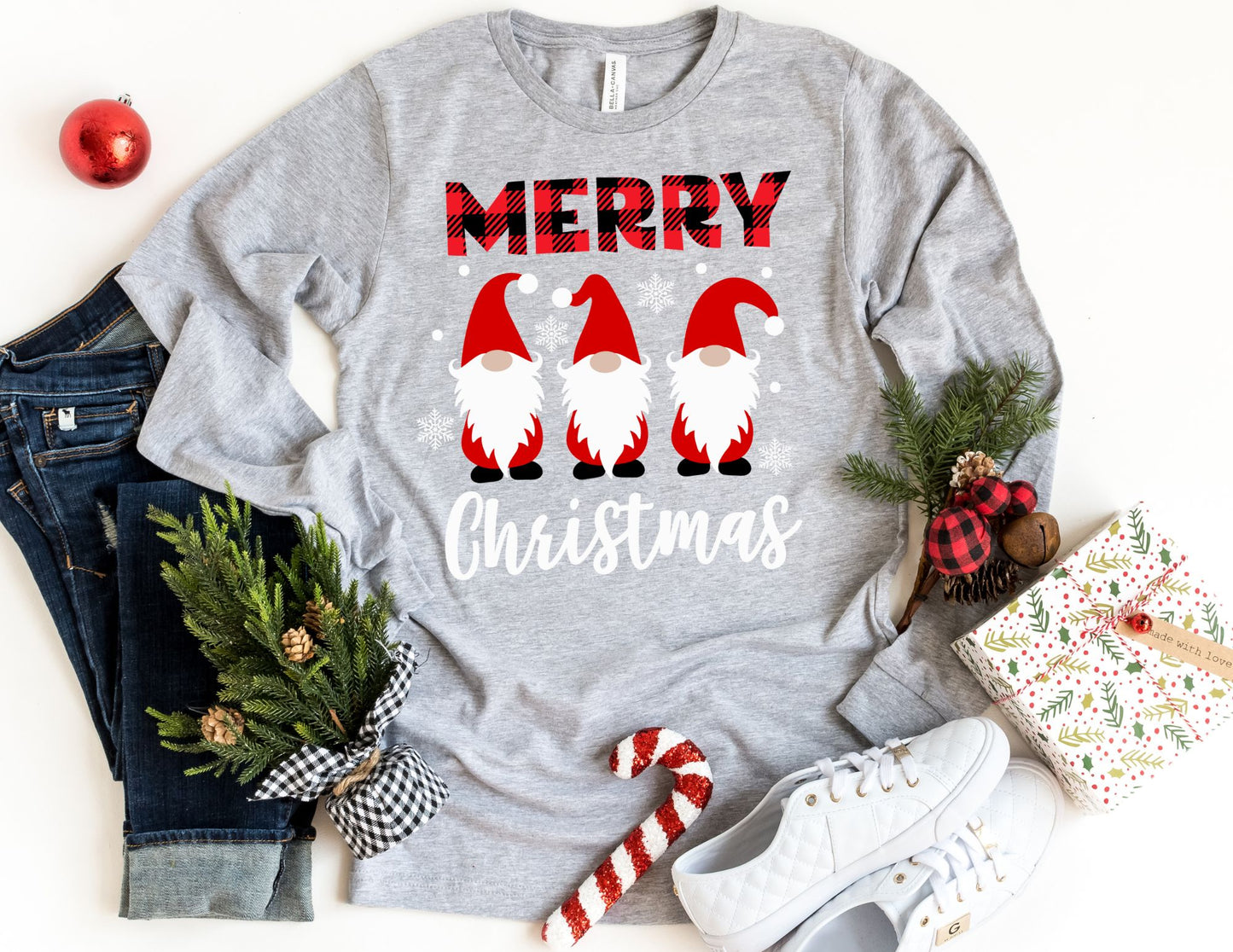 Merry Christmas Gnomes Long Sleeve Shirt - Long Sleeve Christmas Shirt