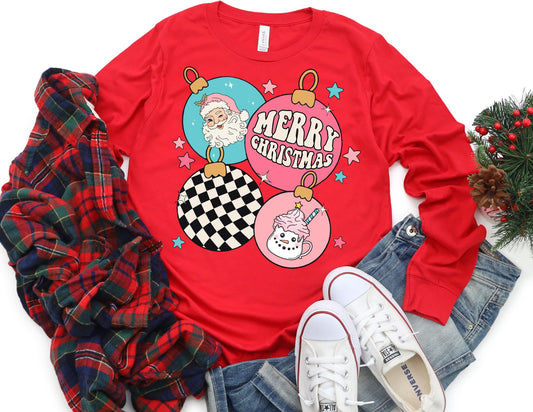 Santa Ornament Long Sleeve Shirt - Long Sleeve Christmas Shirt