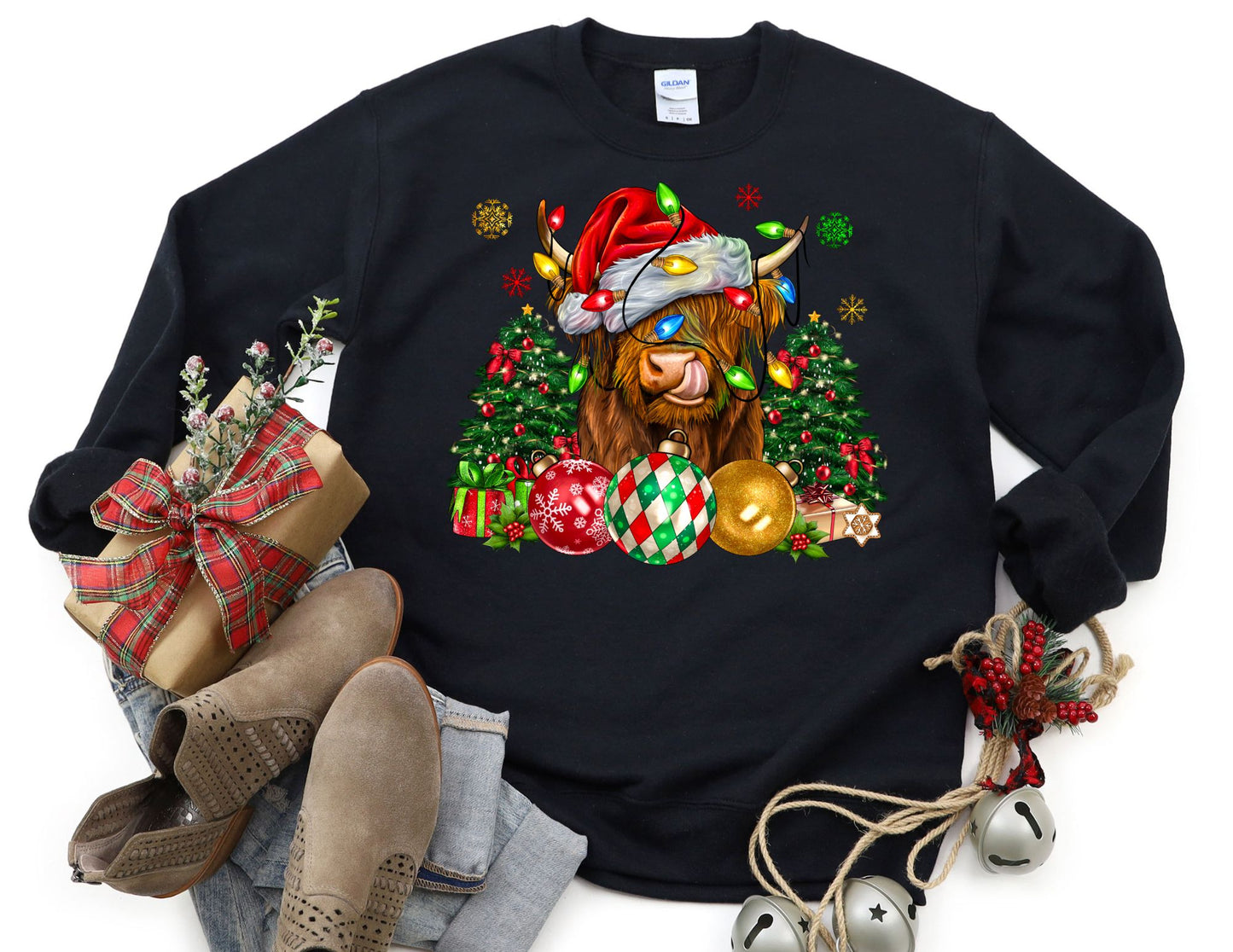 Highland Cow Christmas Sweatshirt - Christmas Sweatshirt