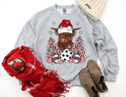 Highland Cow Ornament Sweatshirt - Christmas Sweatshirt