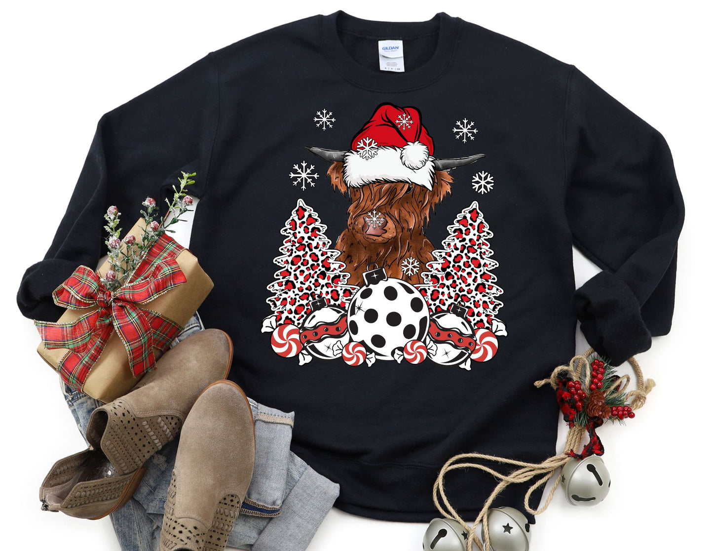 Highland Cow Ornament Sweatshirt - Christmas Sweatshirt