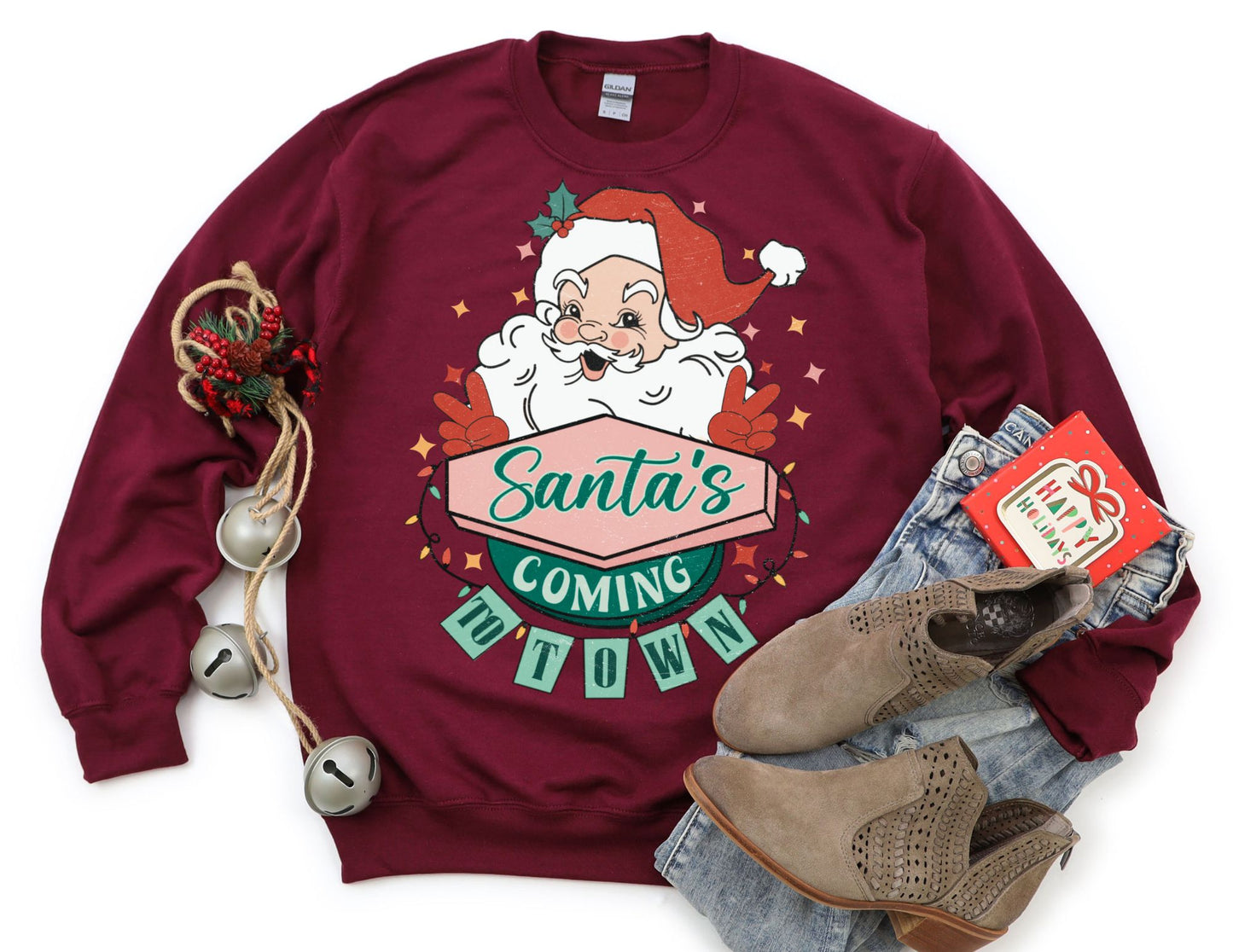 Santa's Coming to Town Sweatshirt - Christmas Sweatshirt