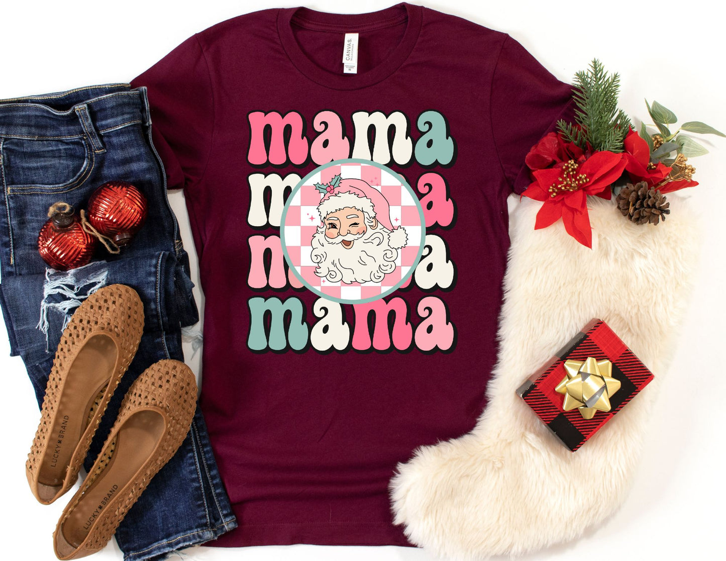 Mama Christmas Santa Shirt - Christmas Shirt