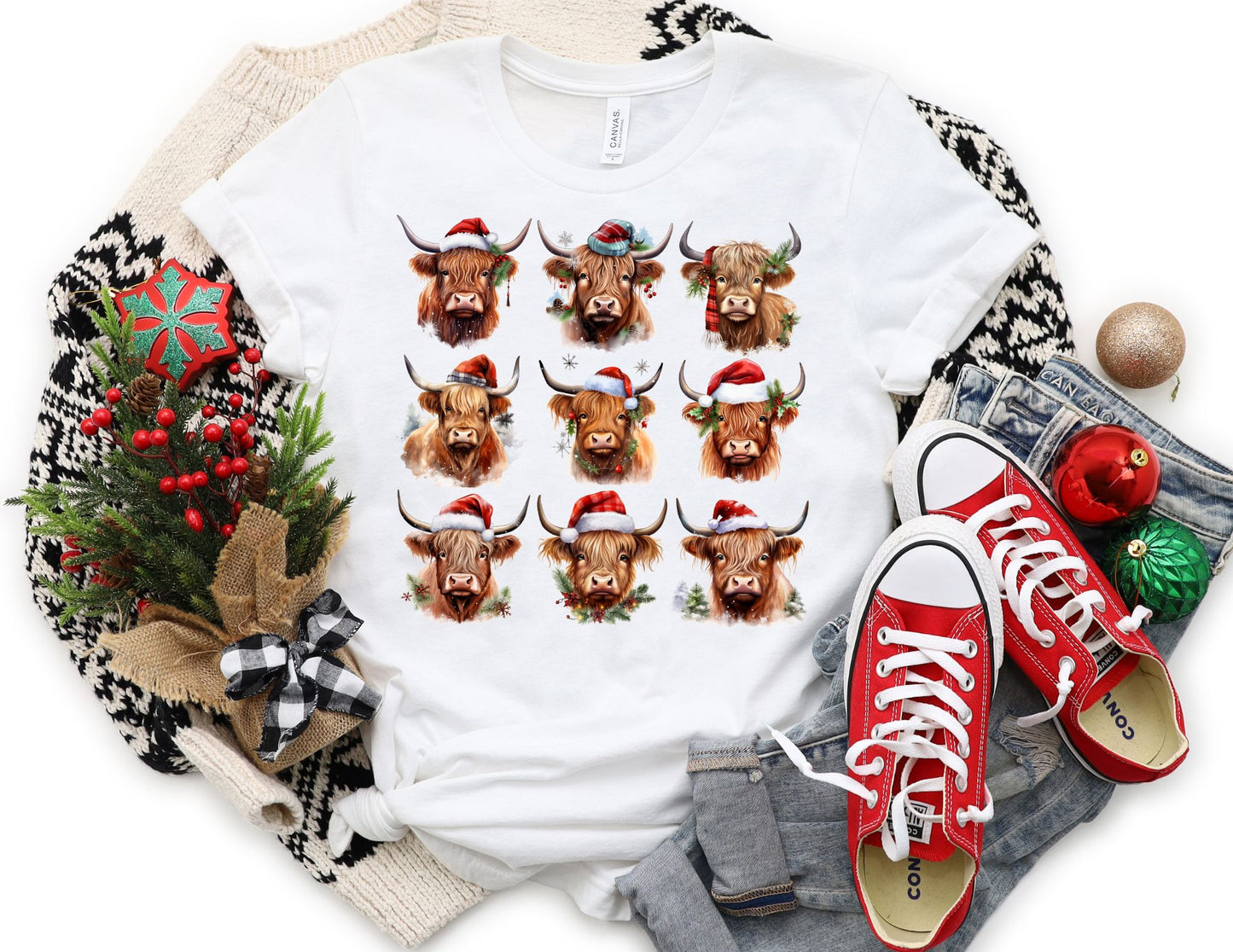 Multi Highland Cow Christmas Shirt - Christmas Shirt