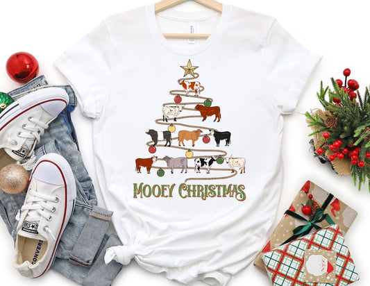 Mooey Christmas Tree Shirt - Cow Christmas Shirt