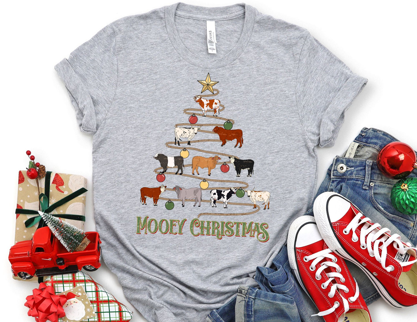 Mooey Christmas Tree Shirt - Cow Christmas Shirt