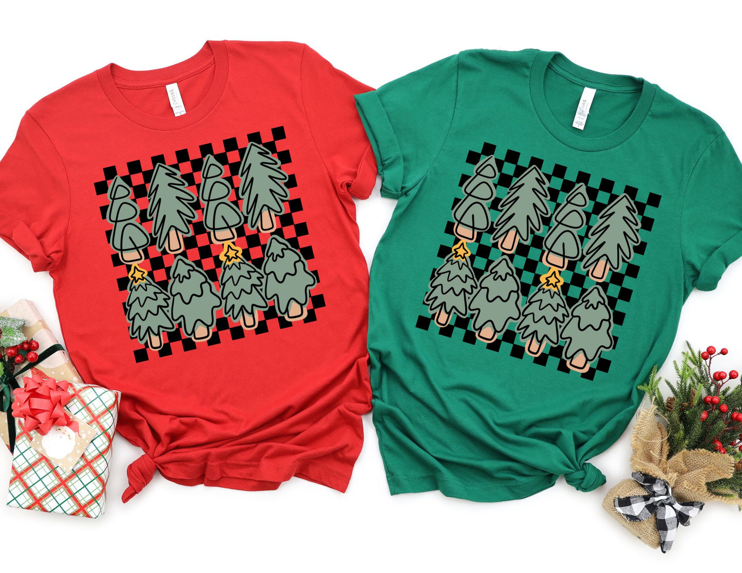 Checkered Christmas Tree Shirt - Christmas Shirt