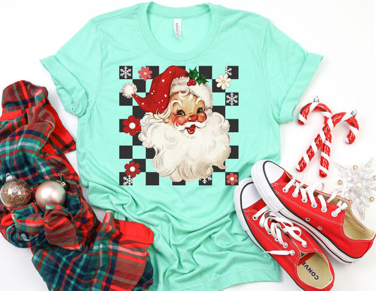 Checkered Santa Shirt - Christmas Shirt