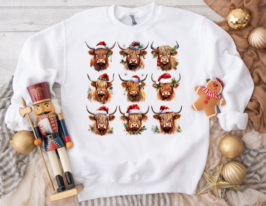 Highland Cow Christmas Sweatshirt - Christmas Sweatshirt