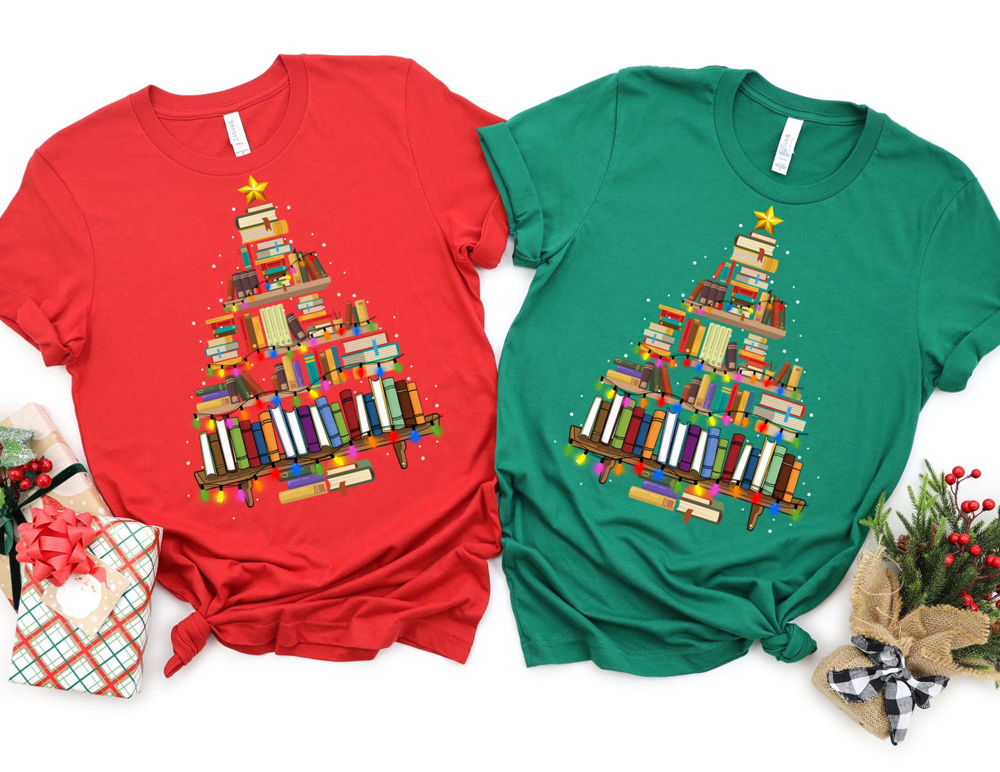 Book Christmas Tree Shirt - Christmas Teacher Shirt