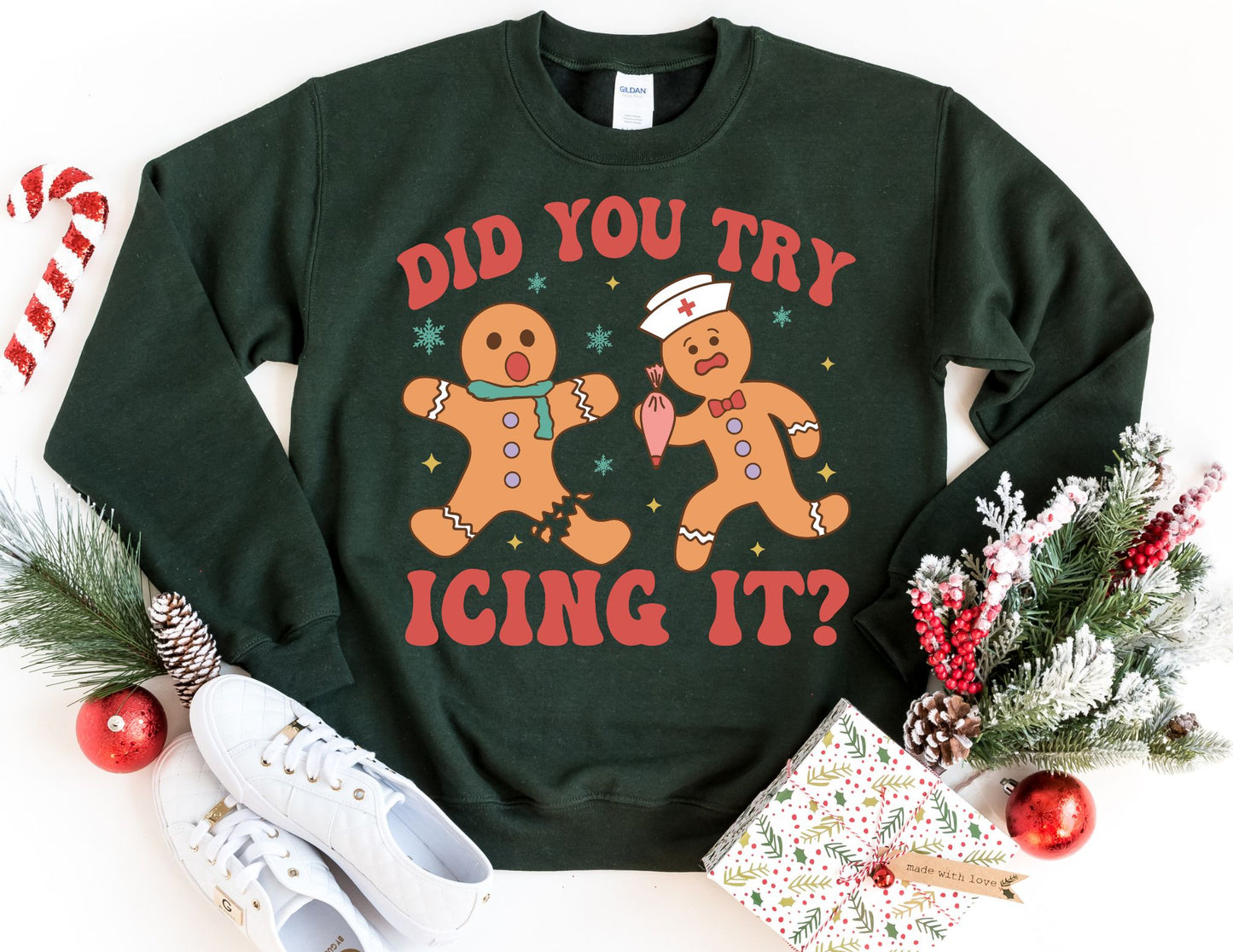 Did You Try Icing It Sweatshirt - Christmas Nurse Sweatshirt