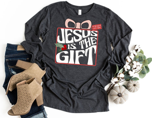 Jesus is the Gift Long Sleeve Shirt - Long Sleeve Christmas Shirt