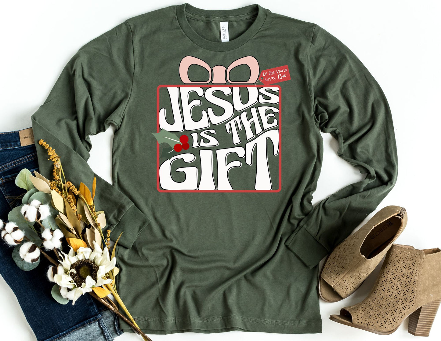 Jesus is the Gift Long Sleeve Shirt - Long Sleeve Christmas Shirt