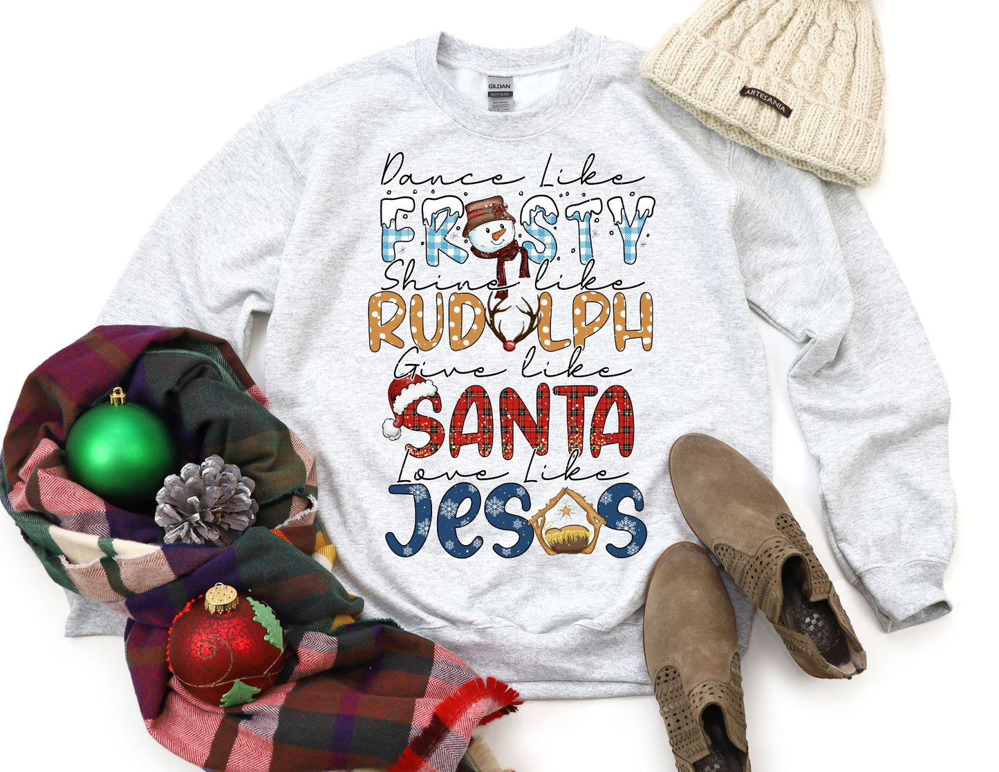 Dance Like Frosty Love Like Jesus Sweatshirt - Christmas Sweatshirt