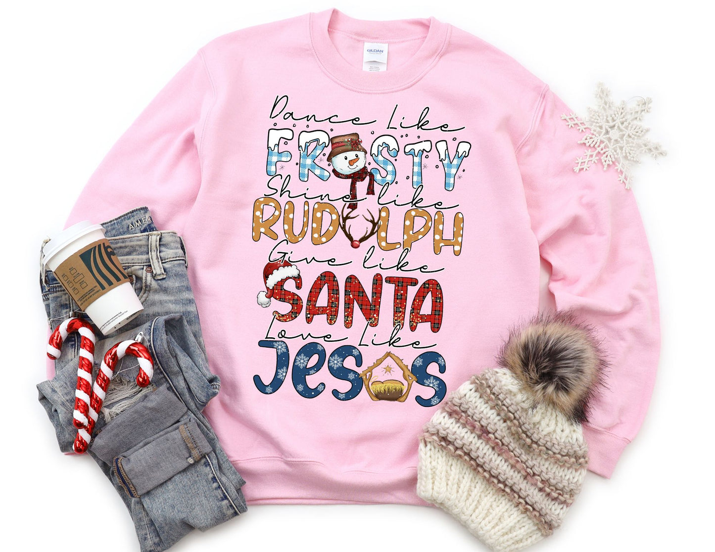 Dance Like Frosty Love Like Jesus Sweatshirt - Christmas Sweatshirt