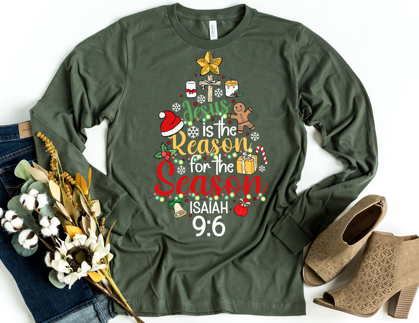 Jesus is the Reason for the Season Long Sleeve Shirt - Long Sleeve Christmas Shirt