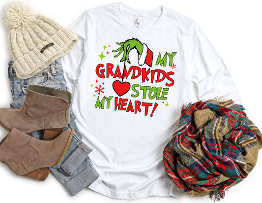 My Grandkids Stole my Heart Long Sleeve Shirt - Long Sleeve Christmas Shirt