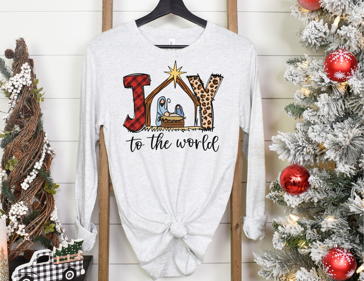 Joy to the World Long Sleeve Shirt - Jesus Long Sleeve Christmas Shirt